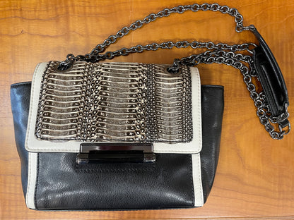 Diane Von Furstenberg Black Beige Ombre Snakeskin Leather Bag Handbag
