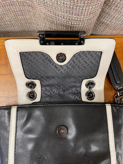 Diane Von Furstenberg Black Beige Ombre Snakeskin Leather Bag Handbag