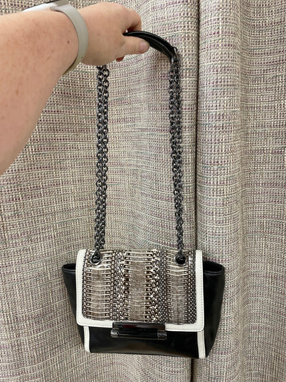 Diane Von Furstenberg Black Beige Ombre Snakeskin Leather Bag Handbag