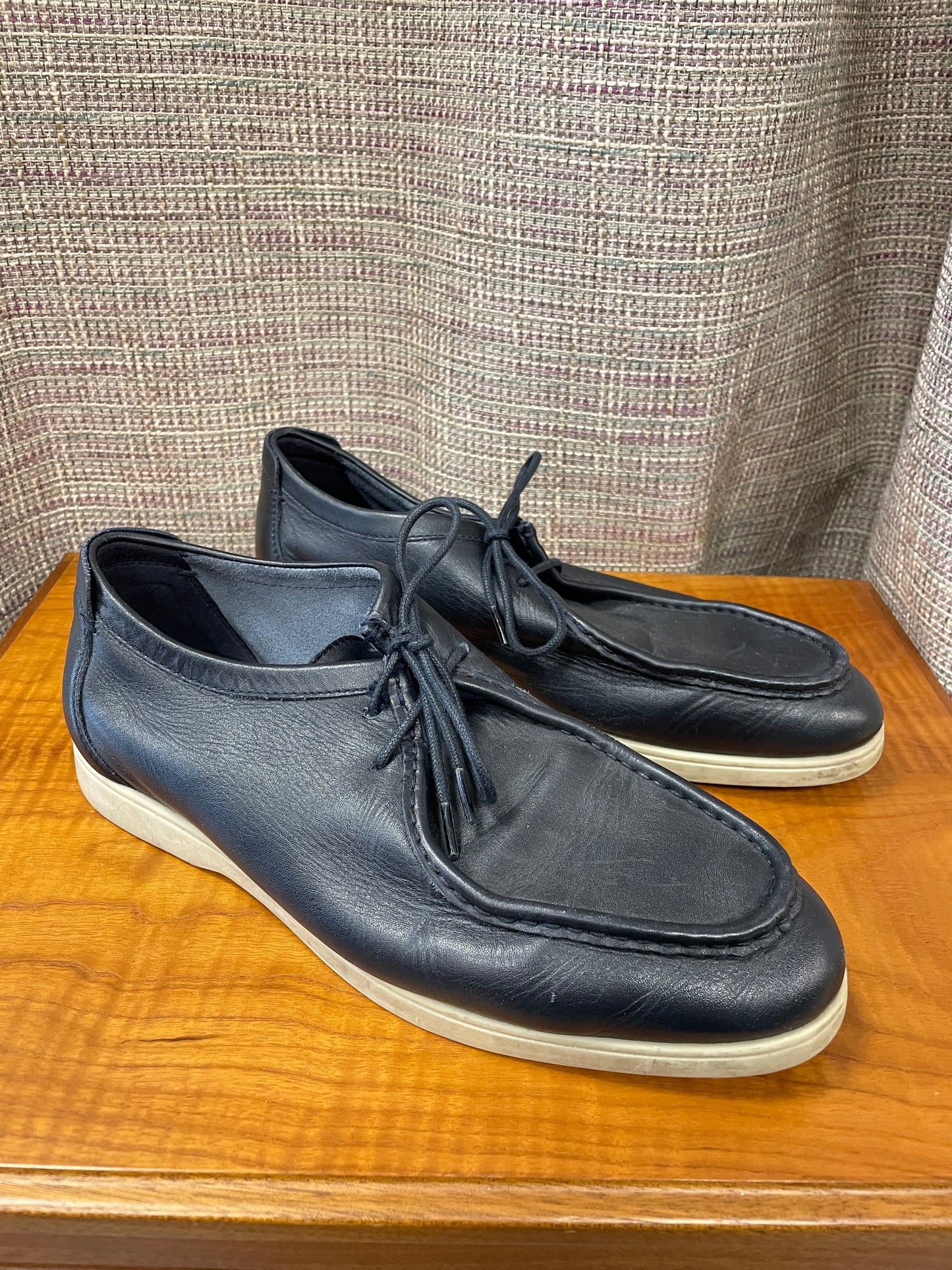 Massimo Dutti Navy Leather Loafers Shoes Size 42