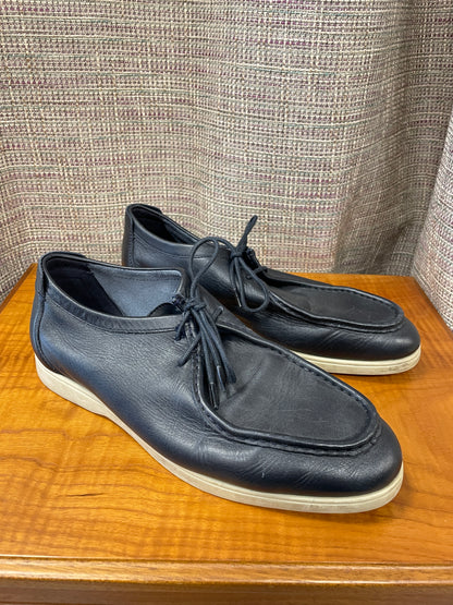 Massimo Dutti Navy Leather Loafers Shoes Size 42