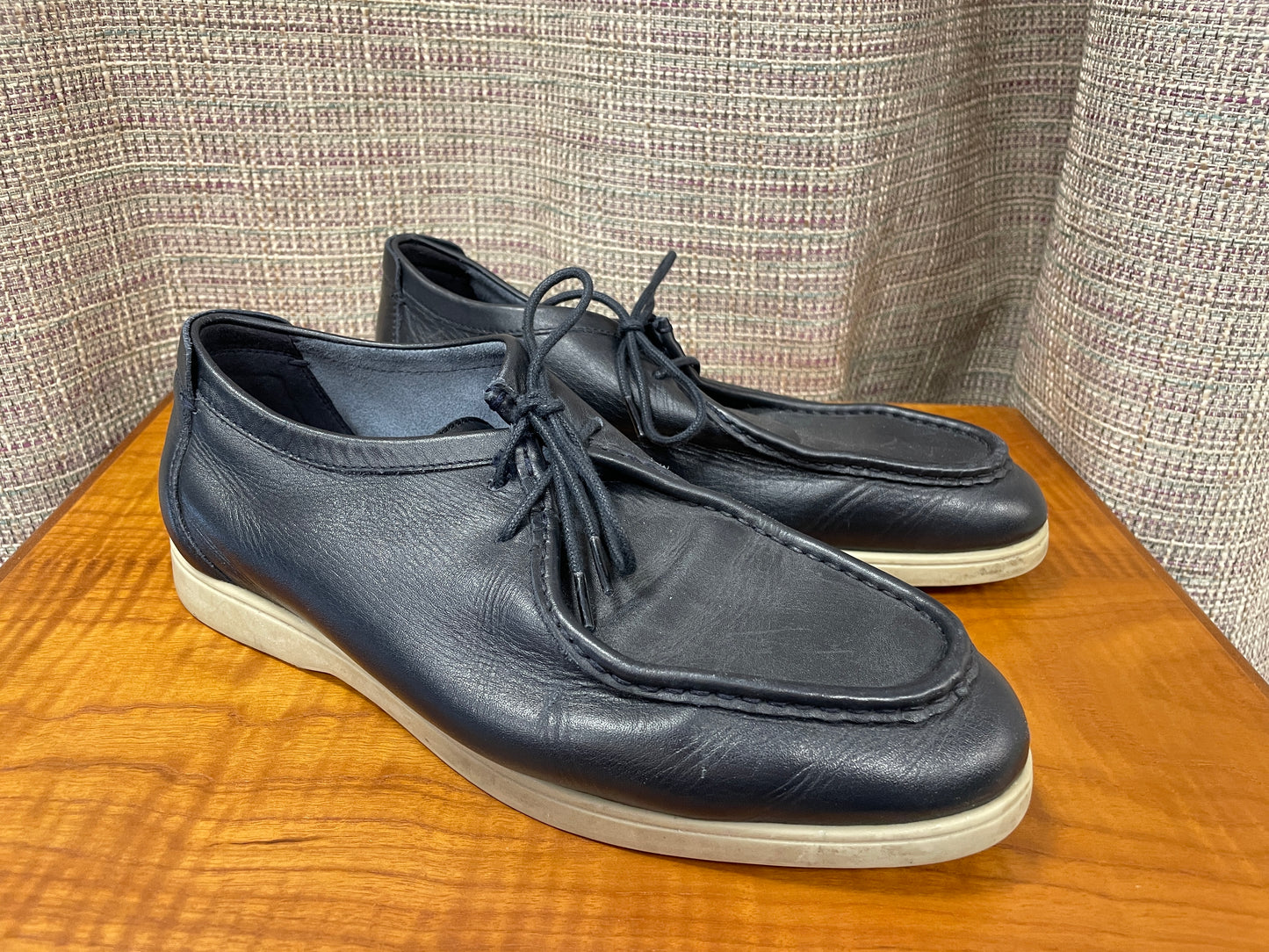 Massimo Dutti Navy Leather Loafers Shoes Size 42