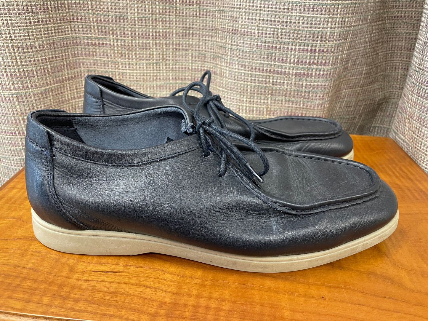 Massimo Dutti Navy Leather Loafers Shoes Size 42