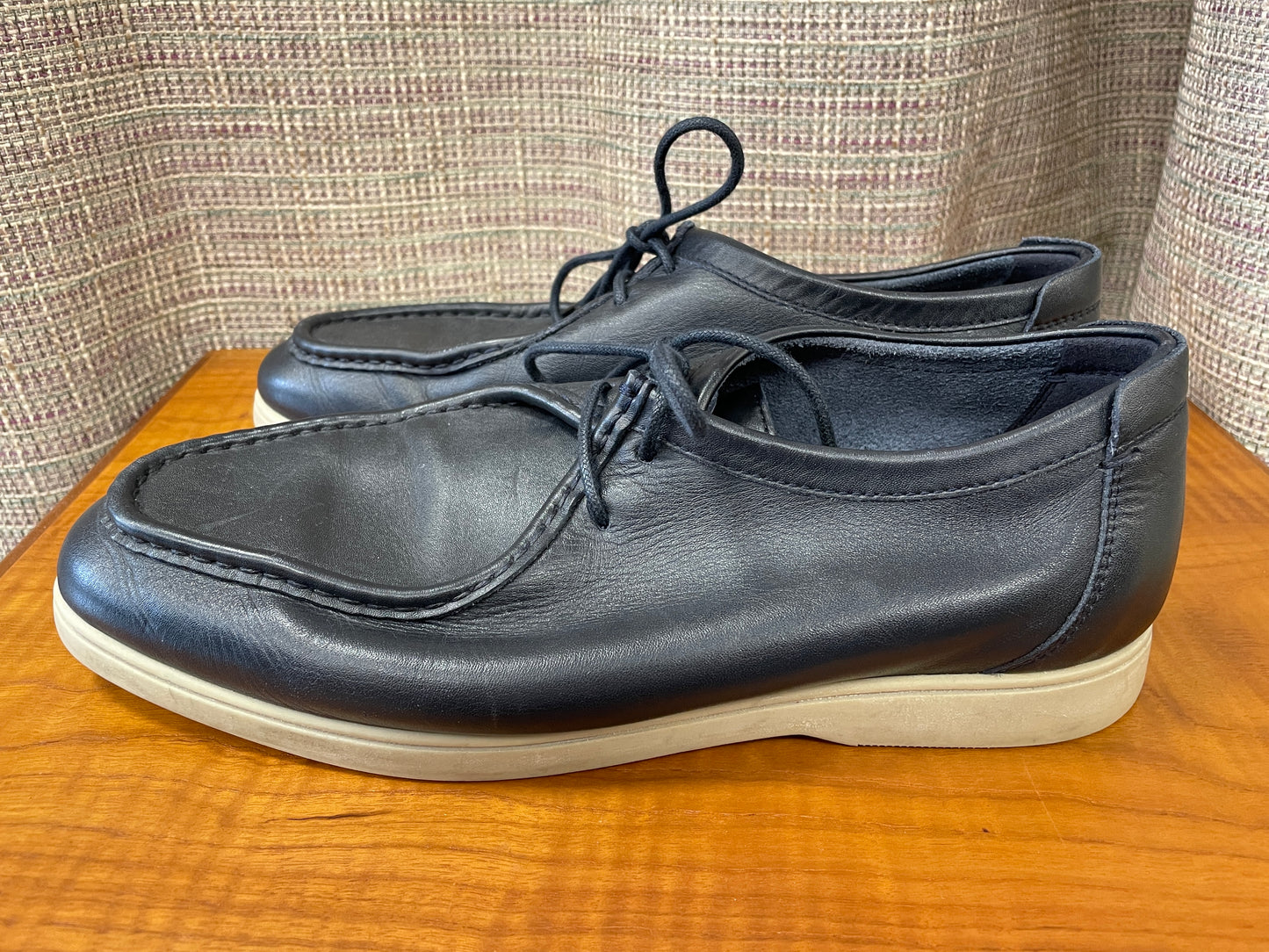 Massimo Dutti Navy Leather Loafers Shoes Size 42