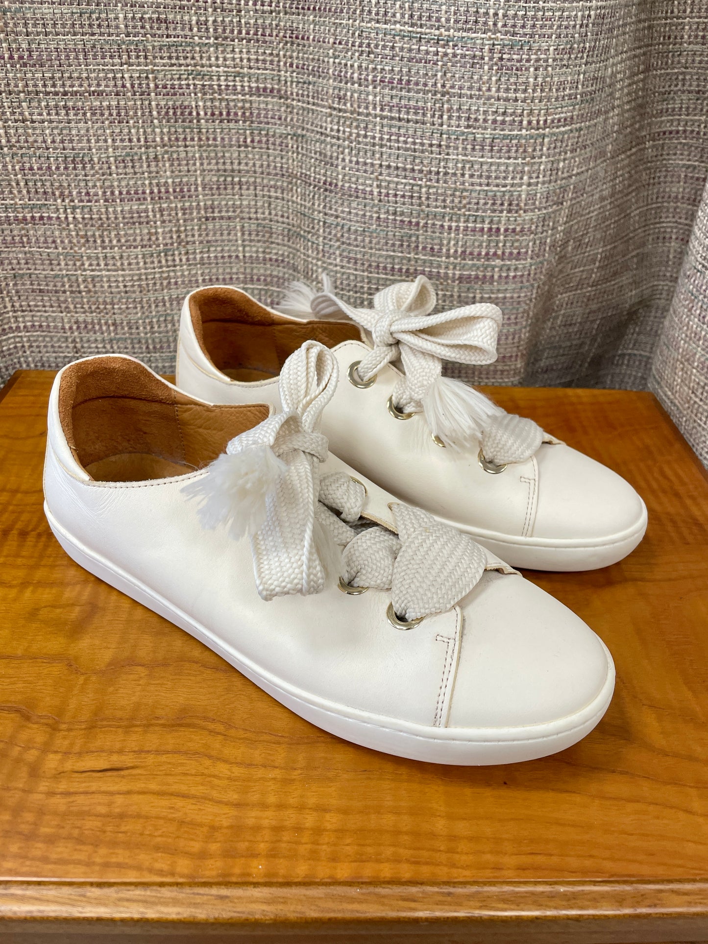 Sezane Cream Leather Trainers UK 7