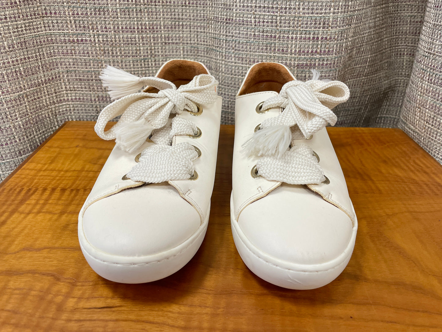 Sezane Cream Leather Trainers UK 7