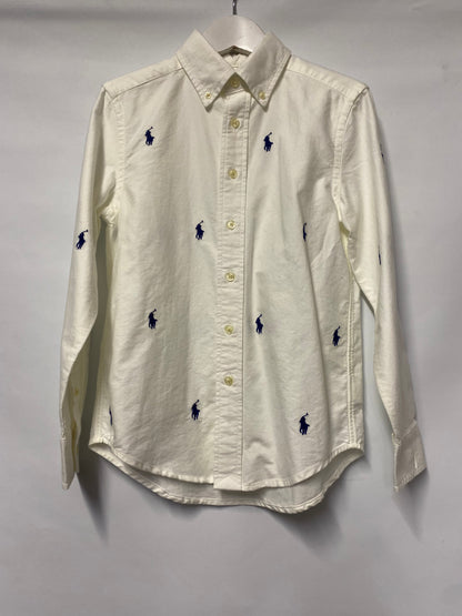 Ralph Lauren Kids White Cotton Logo Shirt 8 Years