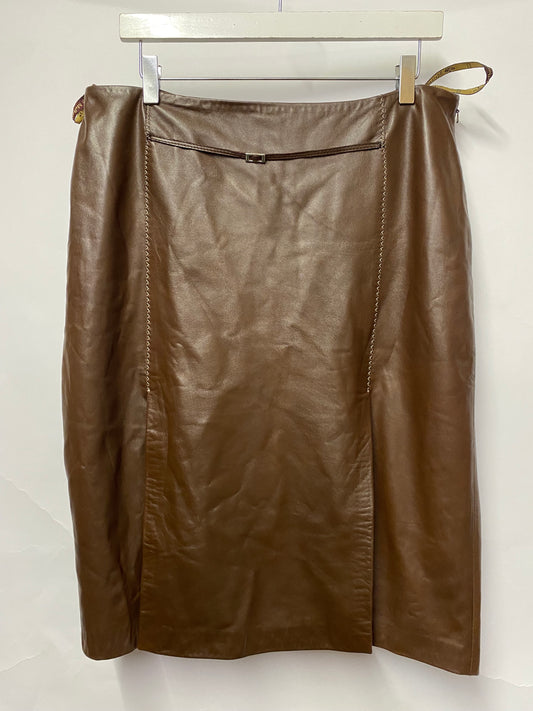 Mulberry Brown Leather Skirt 16
