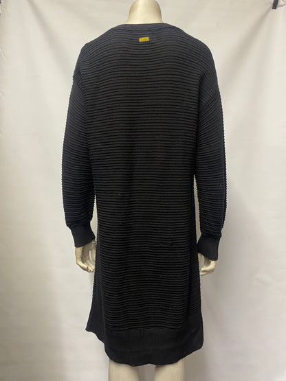 Barbour Black Ribbed Knit Sweater Cotton Dress 10