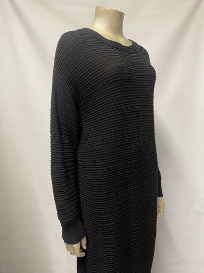 Barbour Black Ribbed Knit Sweater Cotton Dress 10