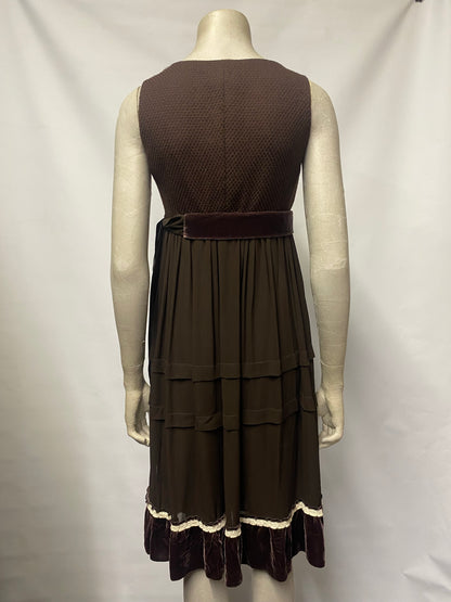 Stefanel Brown Tiered  Dress XS/ S