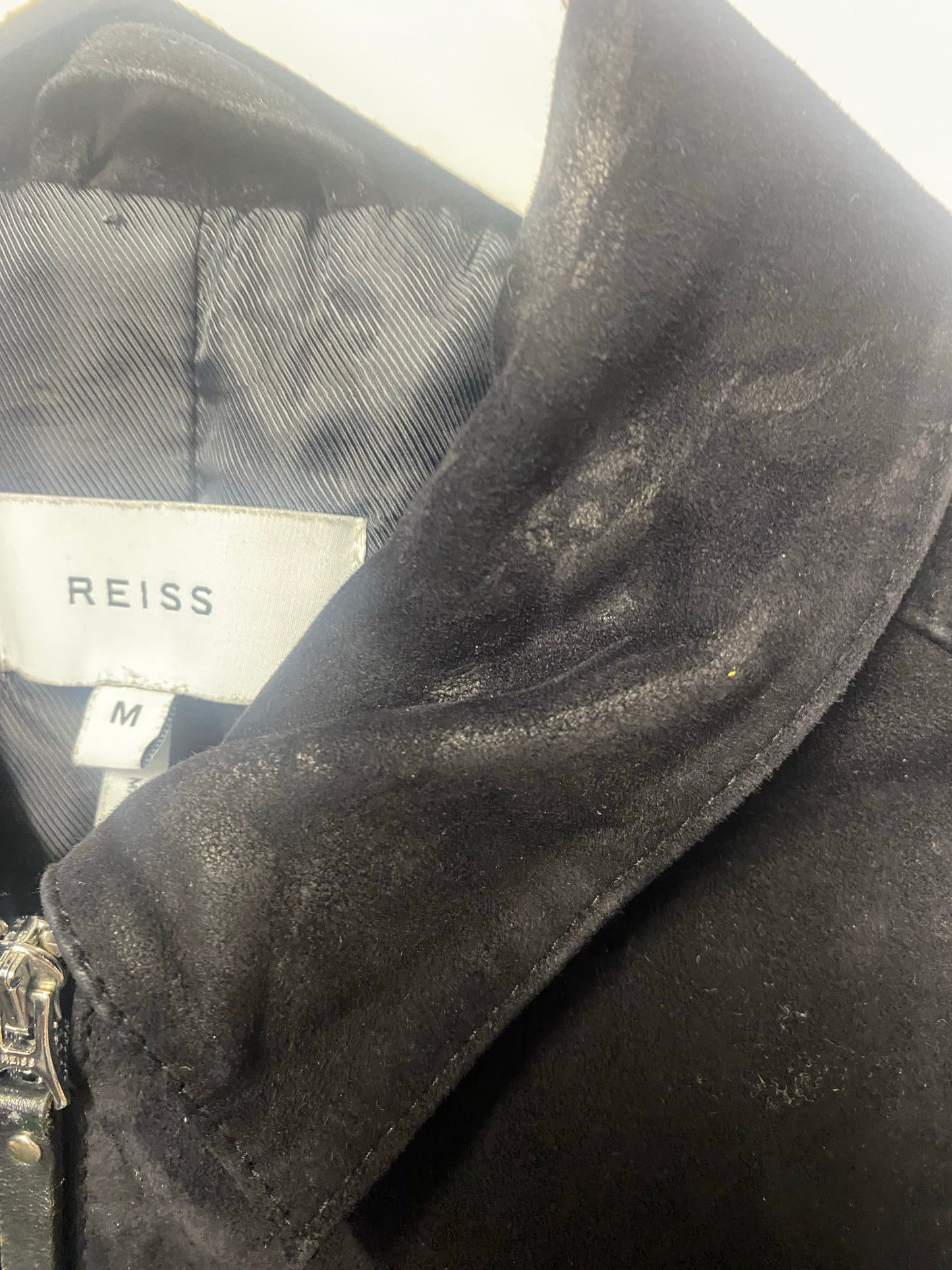 Reiss Black Soft Suede Bomber Jacket Medium