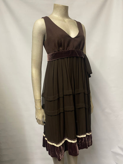 Stefanel Brown Tiered  Dress XS/ S