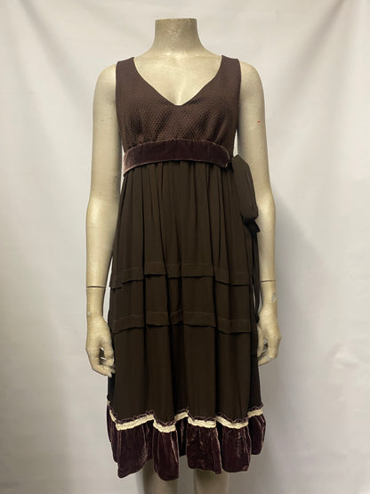 Stefanel Brown Tiered  Dress XS/ S