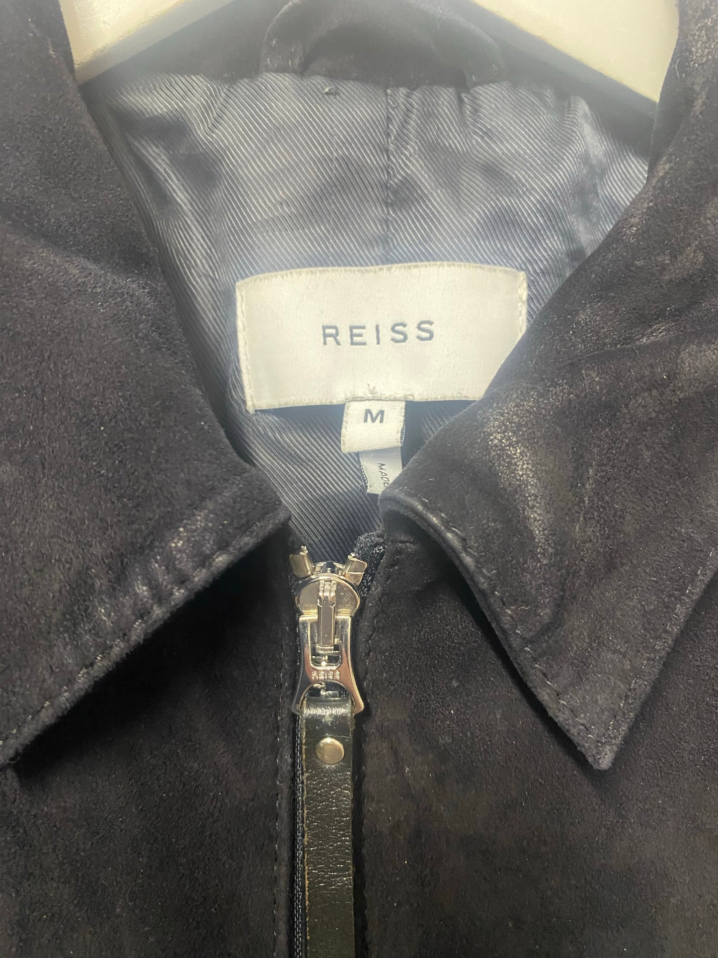 Reiss Black Soft Suede Bomber Jacket Medium