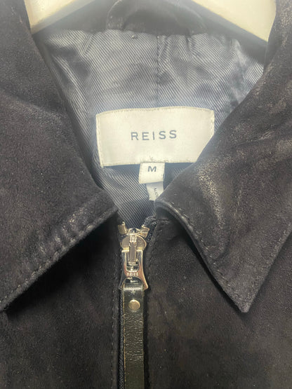 Reiss Black Soft Suede Bomber Jacket Medium