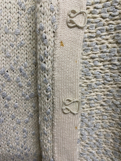 Boden Cream and Silver Wool Blend Cardigan 8