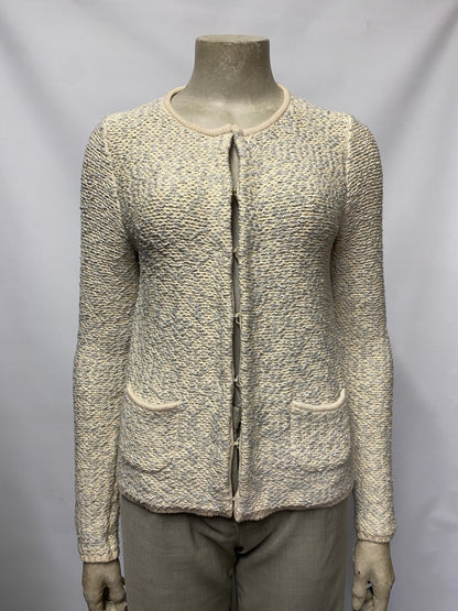 Boden Cream and Silver Wool Blend Cardigan 8