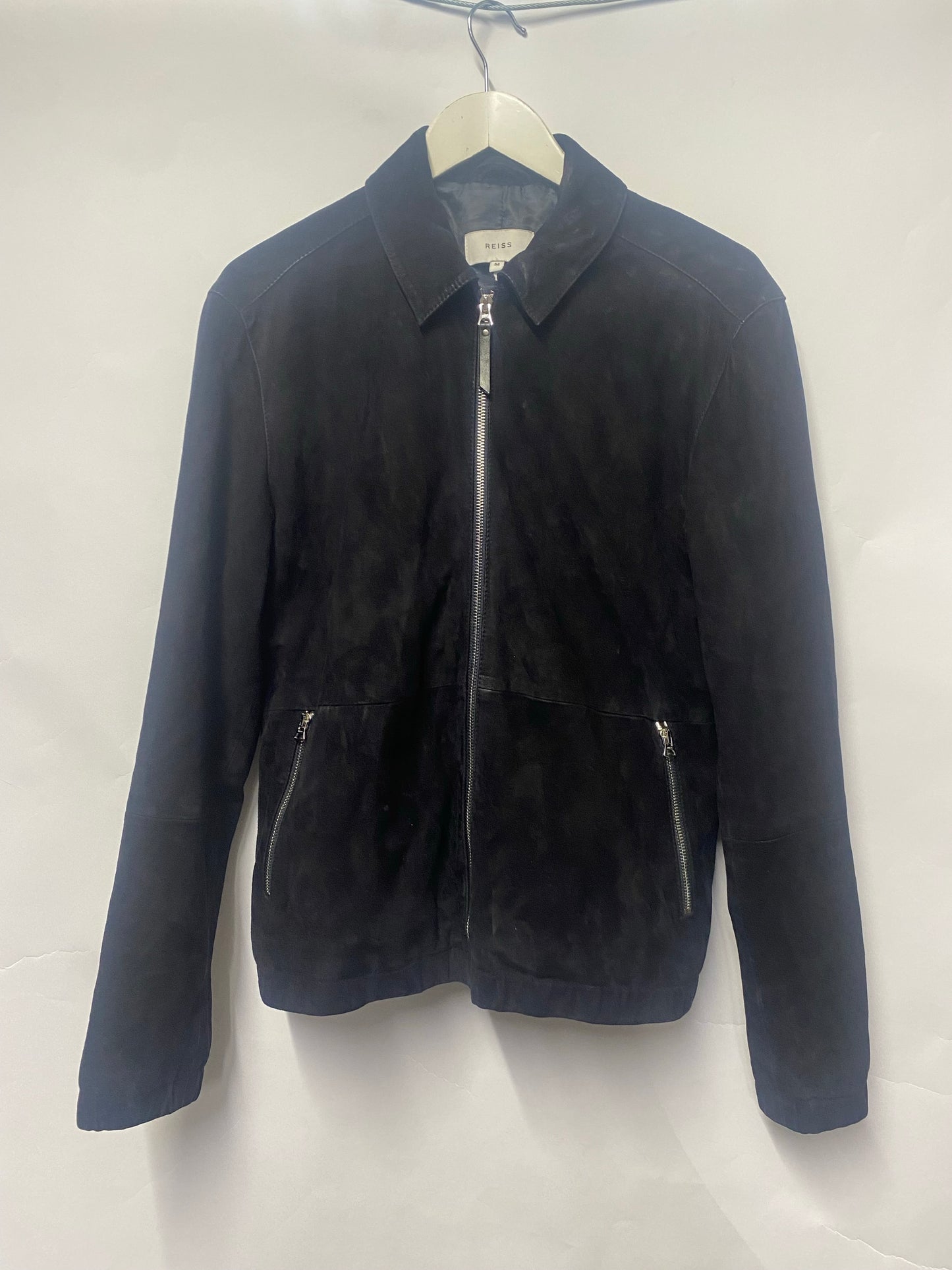 Reiss Black Soft Suede Bomber Jacket Medium