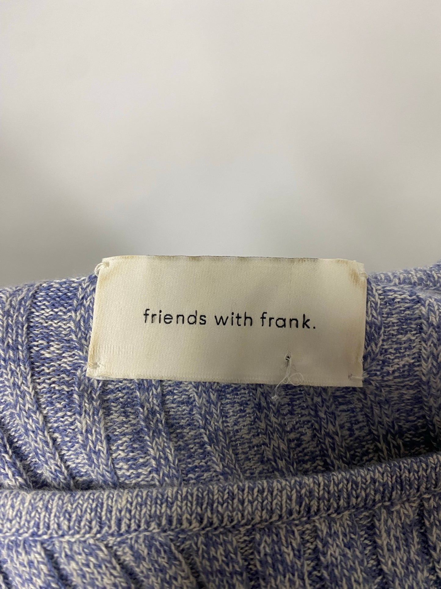 Friends With Frank Blue Ribbed Pullover Cotton Jumper XXS