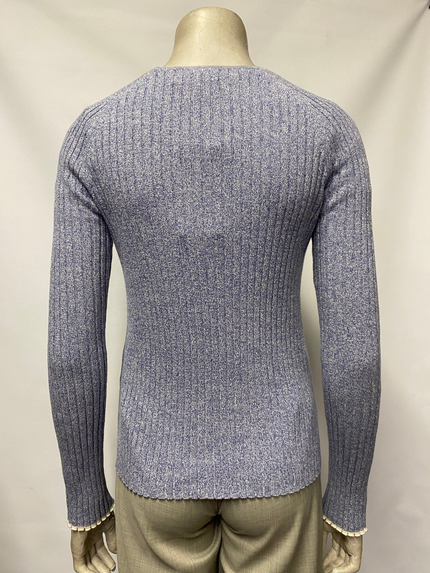 Friends With Frank Blue Ribbed Pullover Cotton Jumper XXS