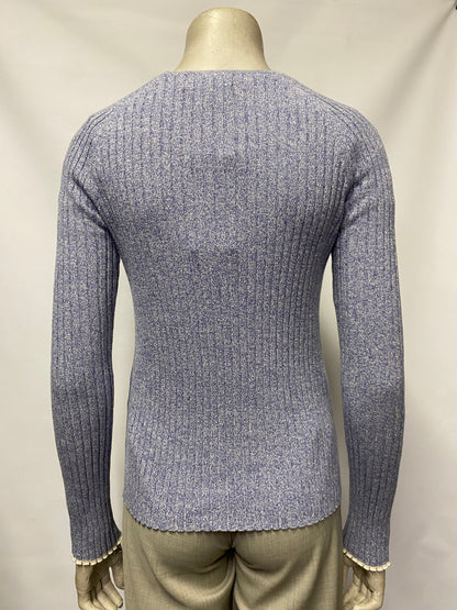 Friends With Frank Blue Ribbed Pullover Cotton Jumper XXS