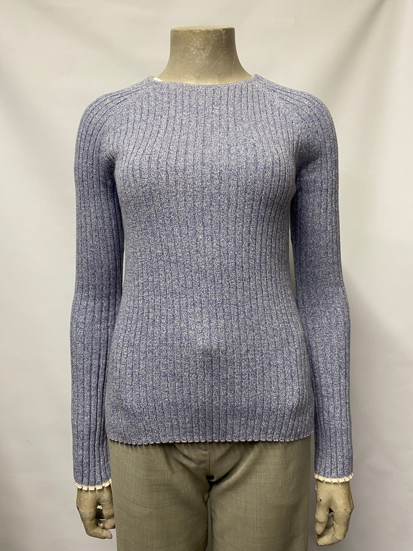 Friends With Frank Blue Ribbed Pullover Cotton Jumper XXS