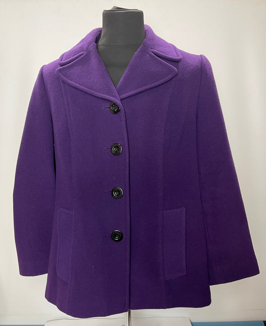 Barbara Lebek Purple Wool Blend Coat Size 16
