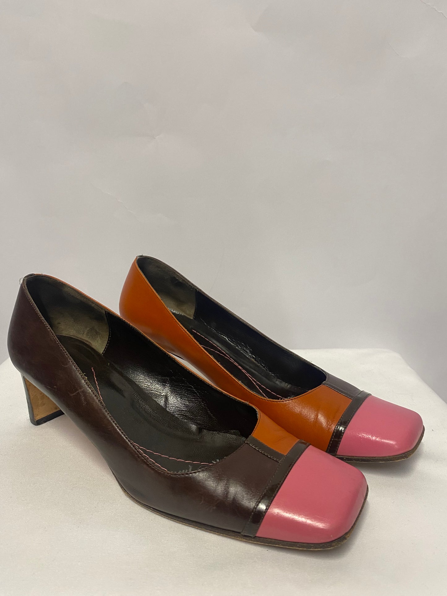 Kate Spade Pink and Orange Square Toe Low Block Heel 8.5