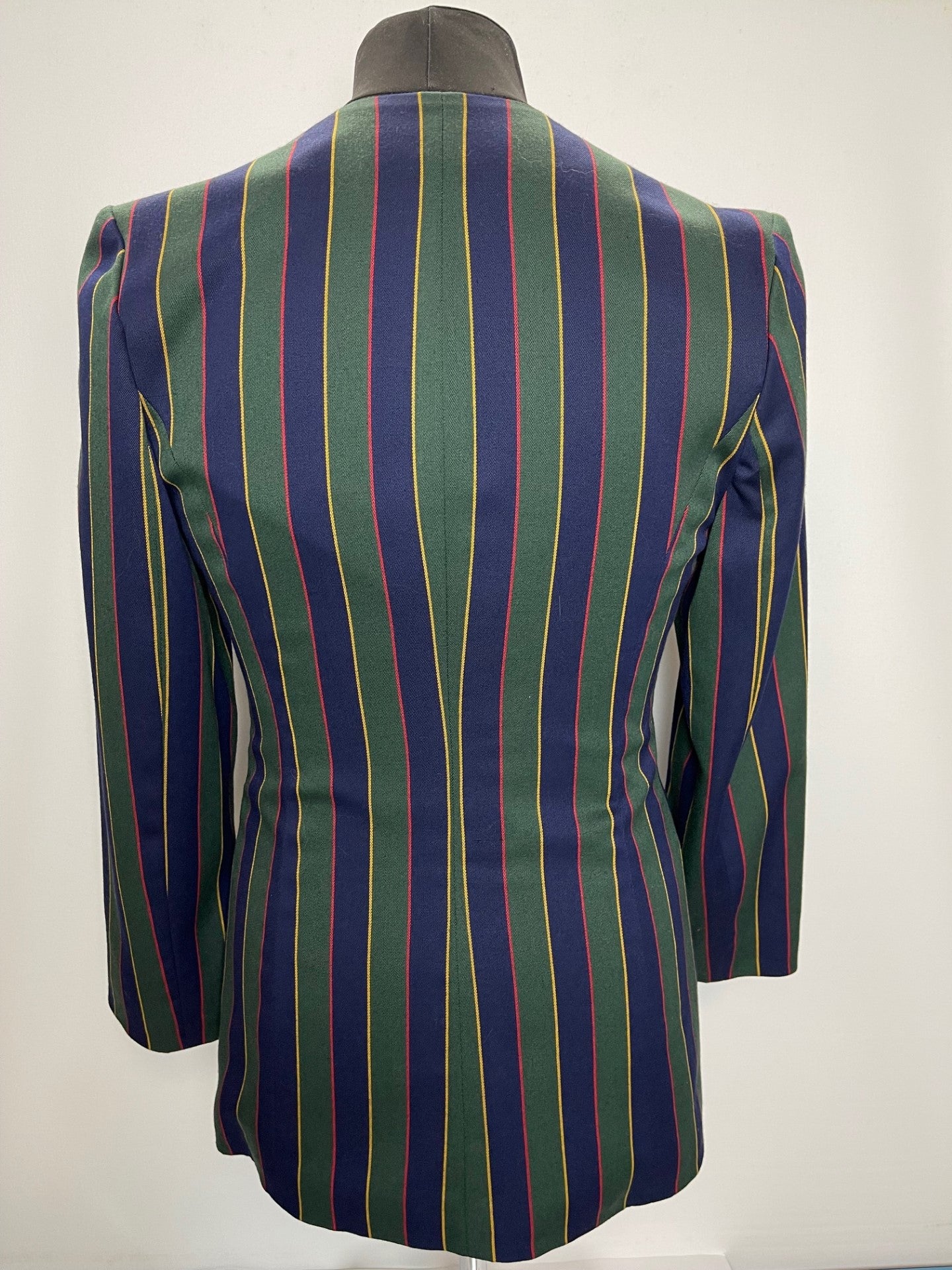Message Vintage Blue and Green Striped Blazer Size 10