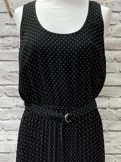 Michael Kors White Polka Dot Black Pleated Dress Size S