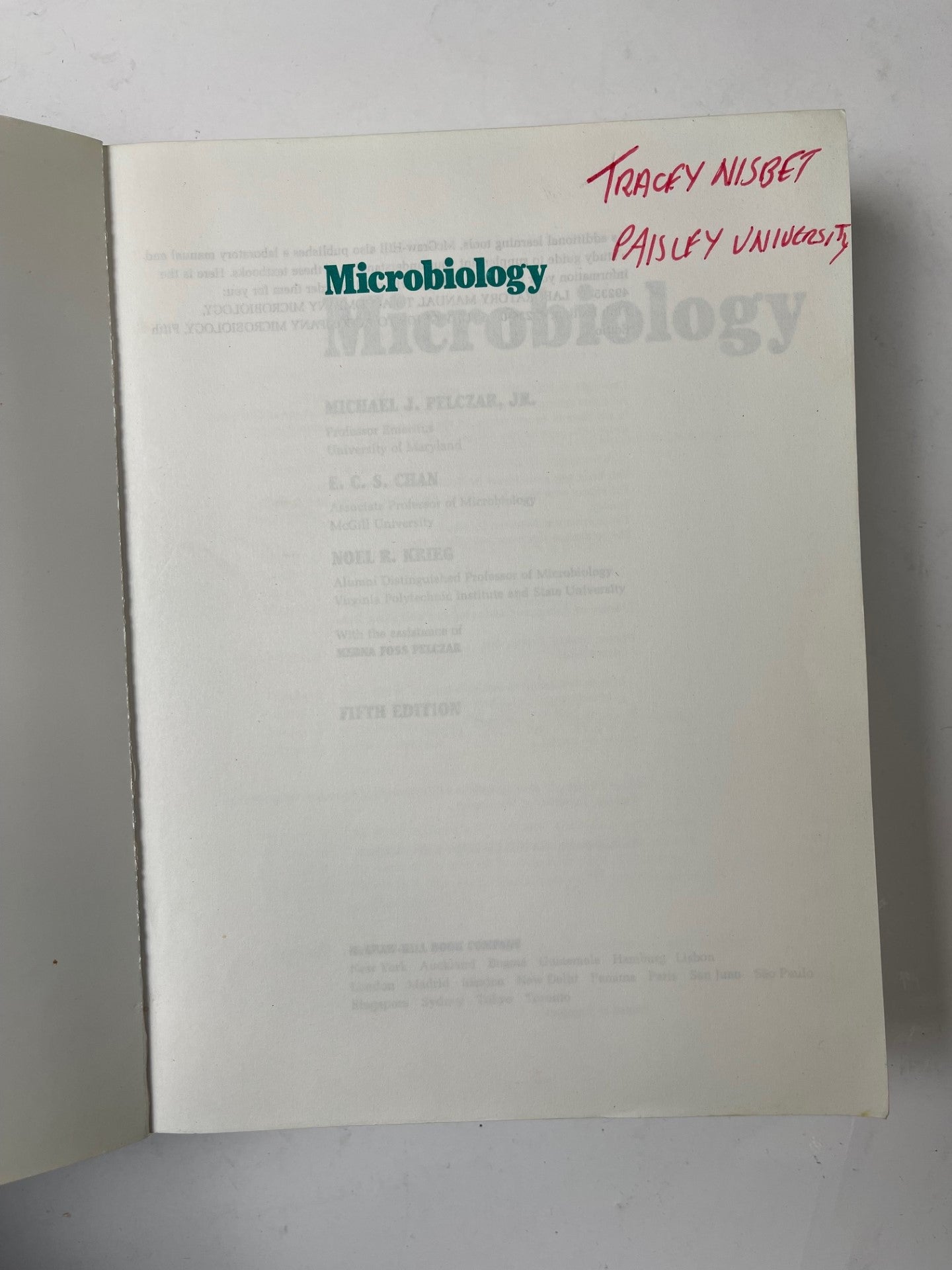 Microbiology 5th Edition By Oelczar, Chan, and Krieg