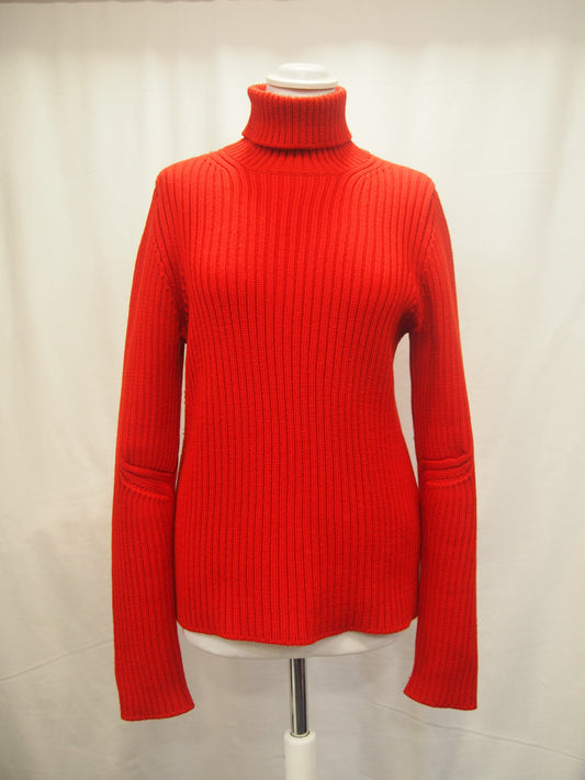 Vintage 1990s Prada Sport red 100% wool roll-neck jumper - 48/UK12