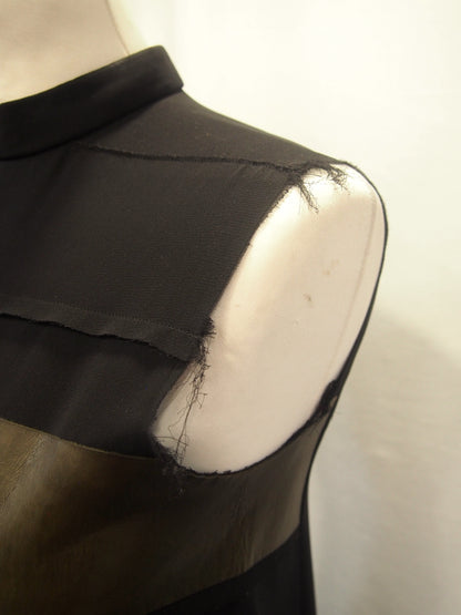 Celine Lambskin leather & silk shift dress by Phoebe Philo - 2011 - 34/UK6