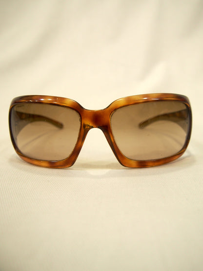 2000s Prada SPR-01H wrap sunglasses - Tortoise / Brown - Case