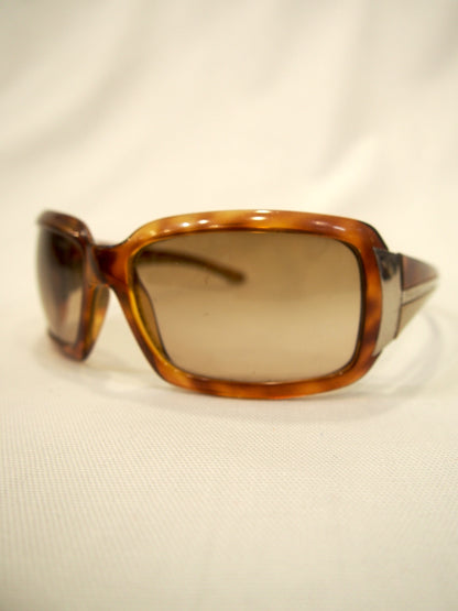 2000s Prada SPR-01H wrap sunglasses - Tortoise / Brown - Case