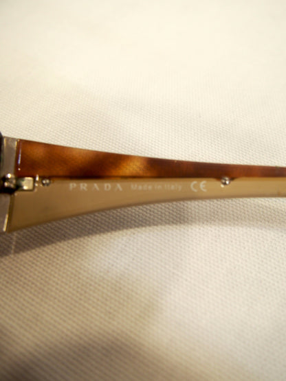 2000s Prada SPR-01H wrap sunglasses - Tortoise / Brown - Case
