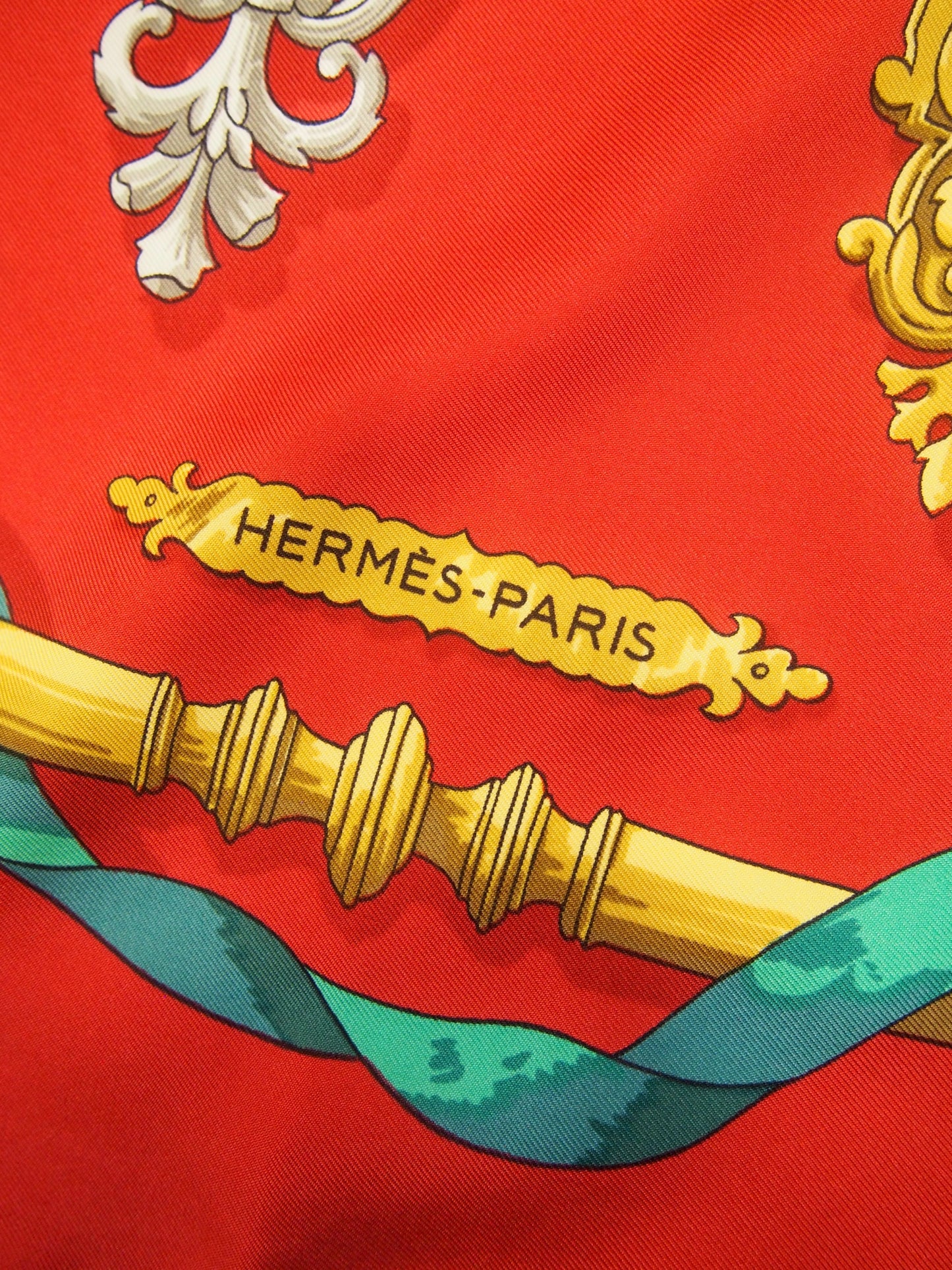 Vintage Hermes 100% silk scarf - Ferronnerie - Caty Latham design - Red