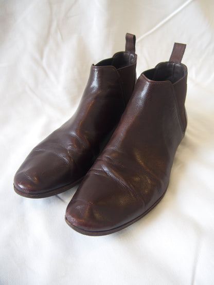 Prada brown leather round toe Chelsea boots - UK 6.5 - Made in France