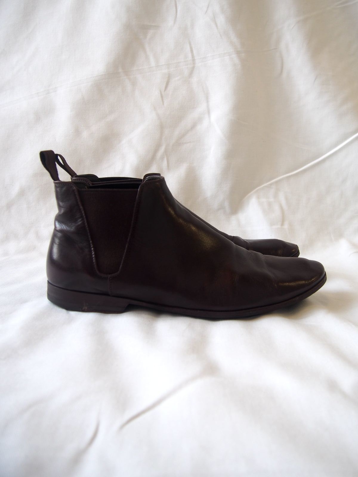 Prada brown leather round toe Chelsea boots - UK 6.5 - Made in France