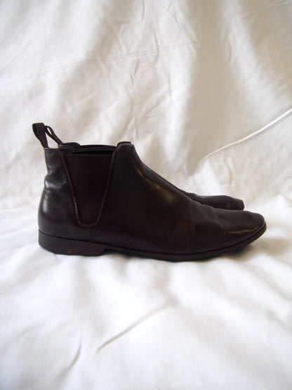 Prada brown leather round toe Chelsea boots - UK 6.5 - Made in France
