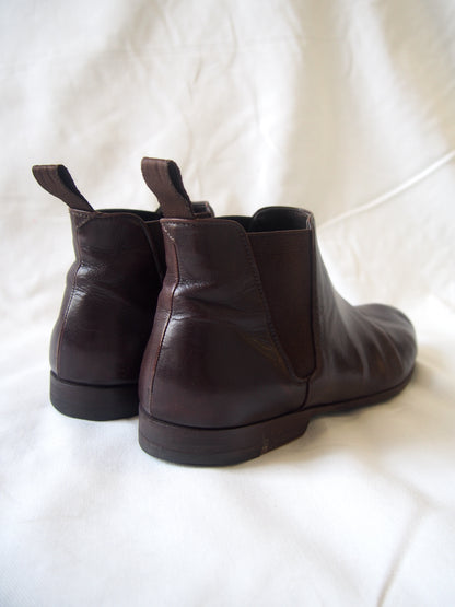 Prada brown leather round toe Chelsea boots - UK 6.5 - Made in France