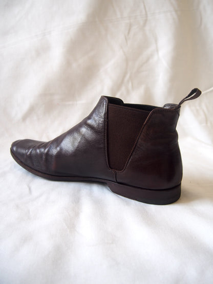 Prada brown leather round toe Chelsea boots - UK 6.5 - Made in France