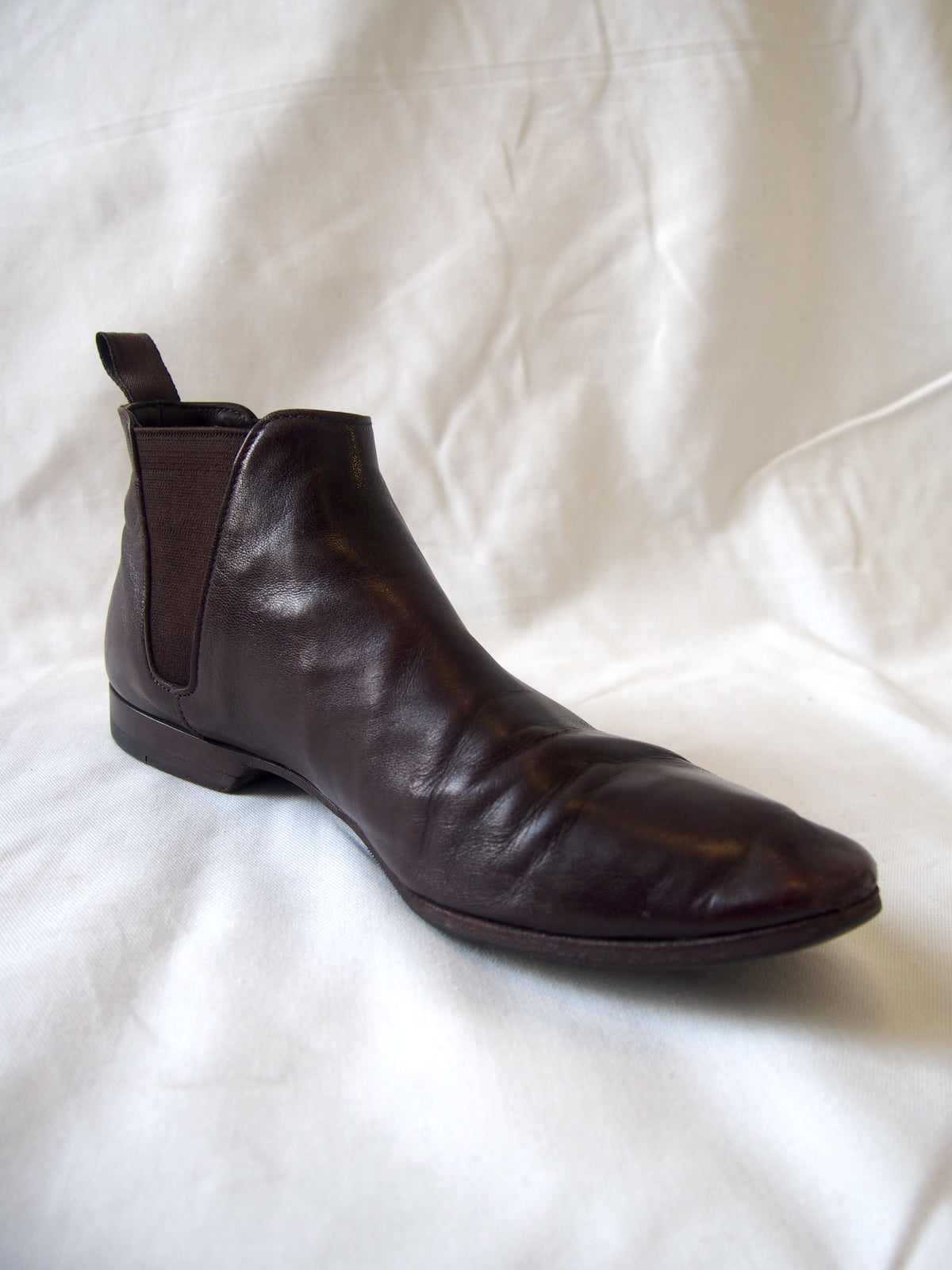 Prada brown leather round toe Chelsea boots - UK 6.5 - Made in France