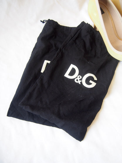Dolce & Gabbana D&G cream orange patent leather high heels - EU38