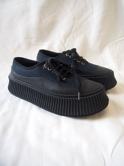 Jil Sander Canvas platform-soled low top trainers - Navy - EU 37