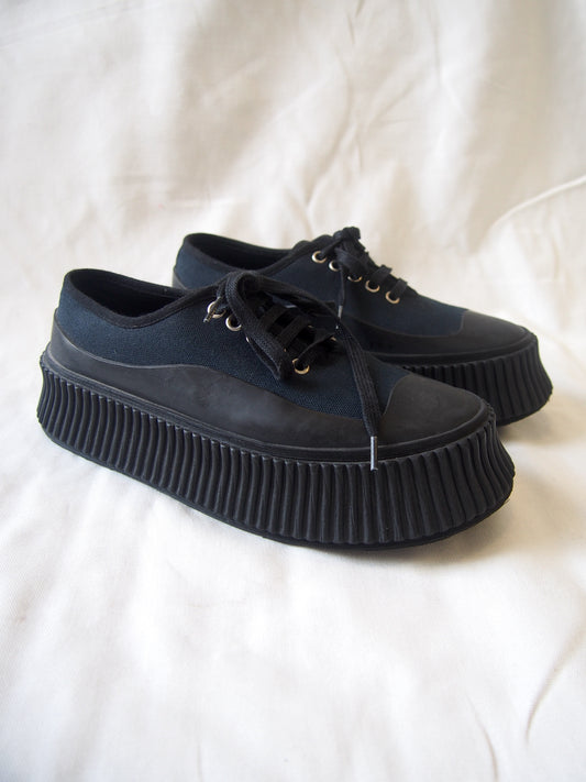 Jil Sander Canvas platform-soled low top trainers - Navy - EU 37