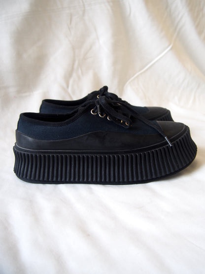 Jil Sander Canvas platform-soled low top trainers - Navy - EU 37