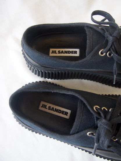 Jil Sander Canvas platform-soled low top trainers - Navy - EU 37