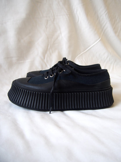 Jil Sander Canvas platform-soled low top trainers - Navy - EU 37